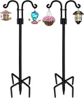 Double Shepherds Hooks for Outdoor, 2 Pack 60 Inch Bird Feeder Pole with 5 Prongs Base